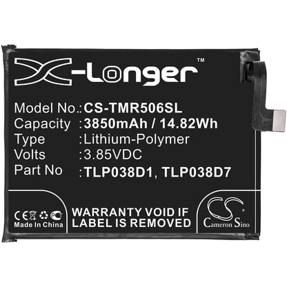 3.85V, 3850mAh, Li-Polymer Battery fits Alcatel, 3l 2020, 5029d, 14.8225Wh