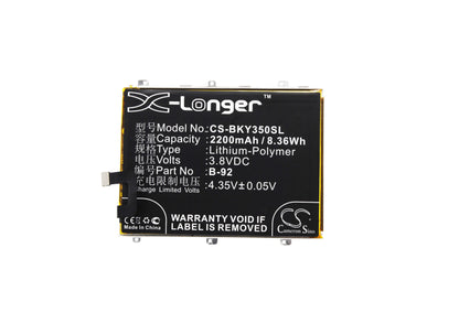 3.8V, 2200mAh, Li-Polymer Battery fits Vivo, Y35l, Y35l Td-lte Dual Sim, 8.36Wh