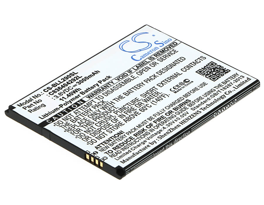 3.8V, 3000mAh, Li-Polymer Battery fits Blu, L290u, Life 8 Xl, 11.4Wh