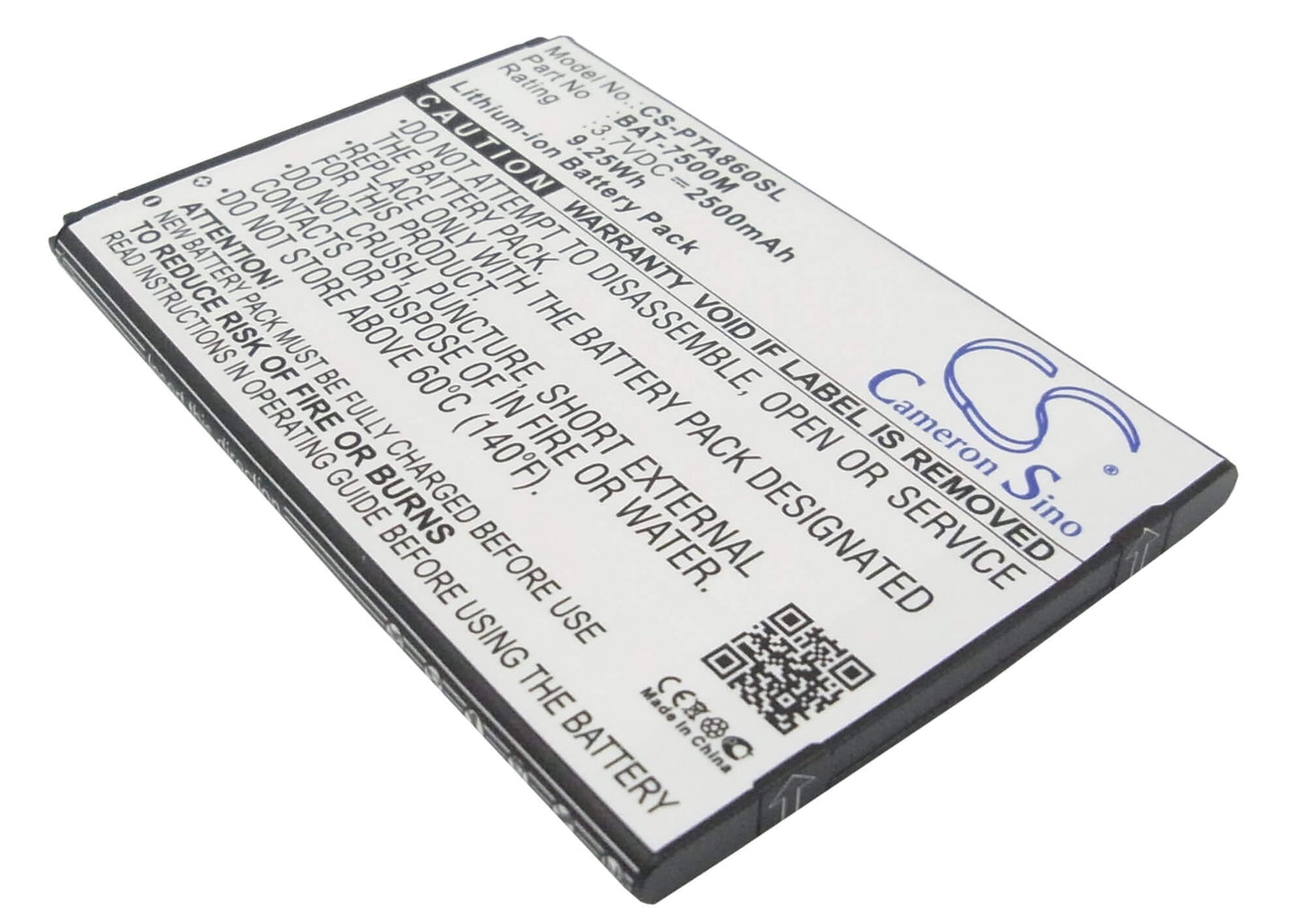 3.7V, 2500mAh, Li-ion Battery fits Pantech, Im-a860, Im-a860k, 9.25Wh