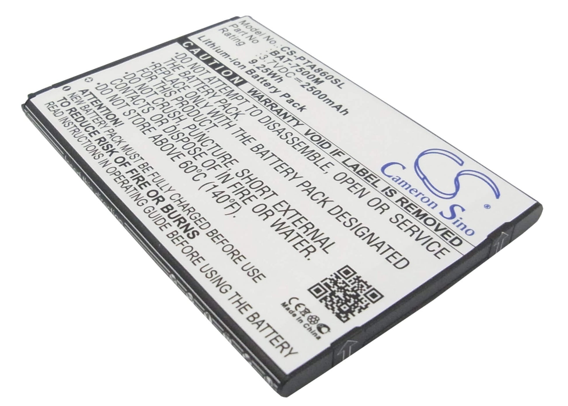 3.7V, 2500mAh, Li-ion Battery fits Pantech, Im-a860, Im-a860k, 9.25Wh