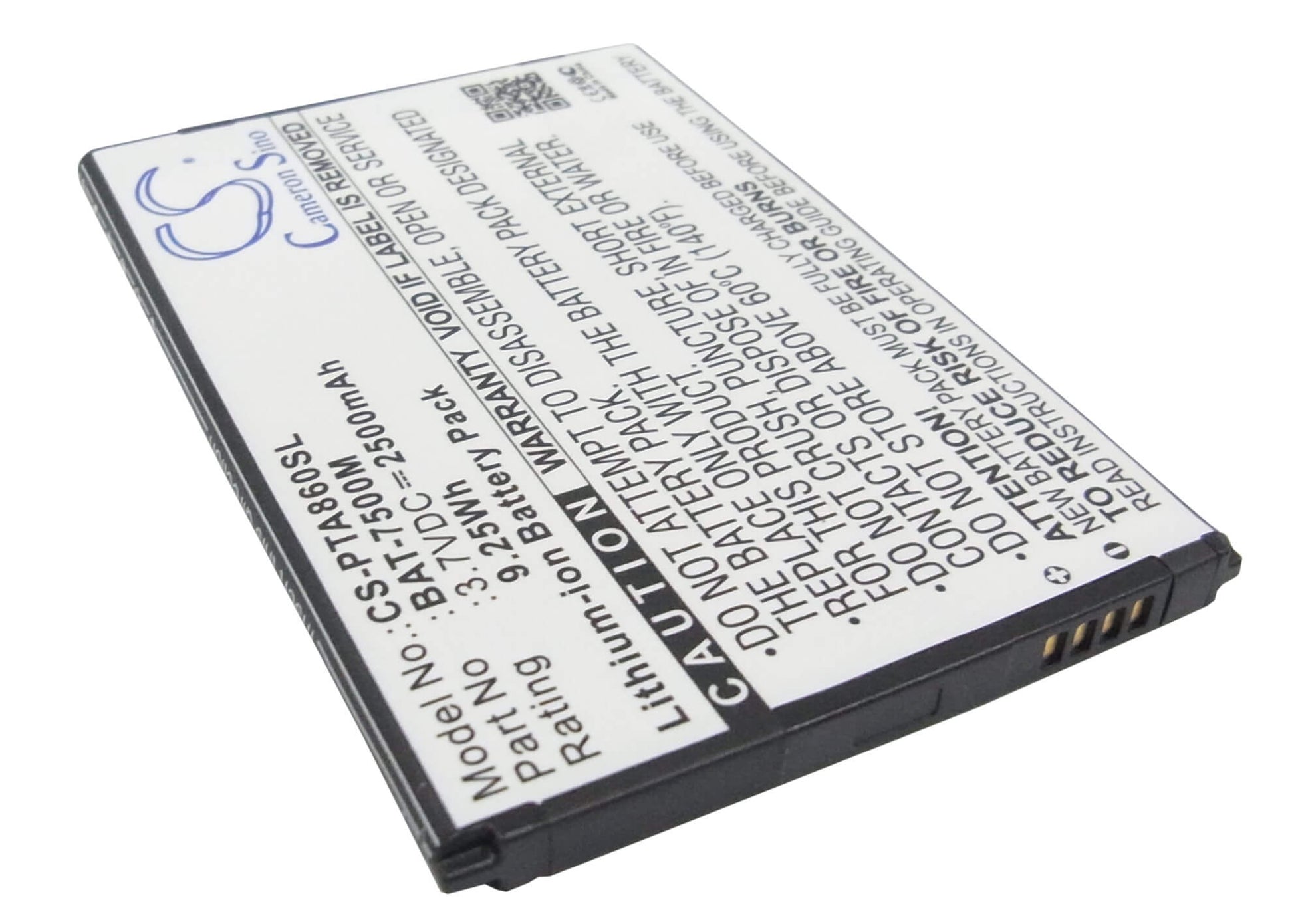 3.7V, 2500mAh, Li-ion Battery fits Pantech, Im-a860, Im-a860k, 9.25Wh