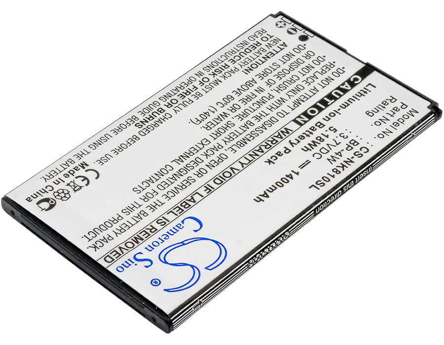 3.7V, 1400mAh, Li-ion Battery fits Nokia, Lumia 810, Lumia 822, 5.18Wh