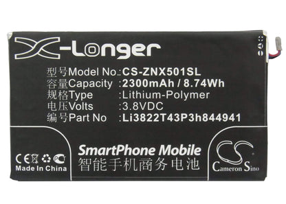 3.8V, 2300mAh, Li-Polymer Battery fits Zte, Nubia Z5, Nubia Z5 Mini, 8.74Wh