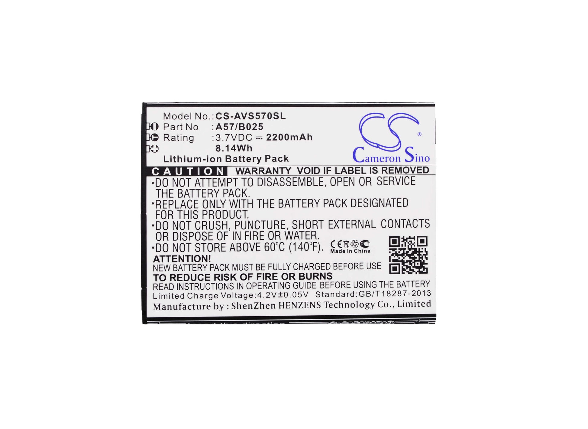 3.7V, 2200mAh, Li-ion Battery fits Avus, A57, 8.14Wh