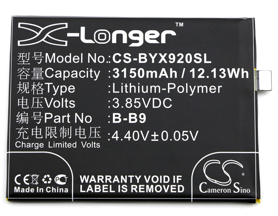 3.85V, 3150mAh, Li-Polymer Battery fits Bbk, Vivo X9i, 12.1275Wh