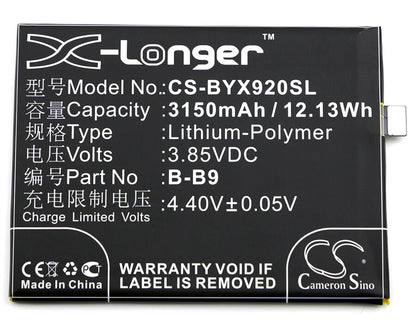 3.85V, 3150mAh, Li-Polymer Battery fits Bbk, Vivo X9i, 12.1275Wh