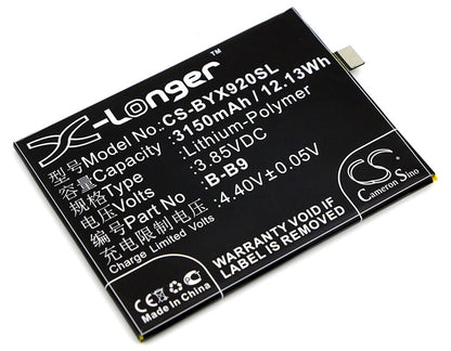 3.85V, 3150mAh, Li-Polymer Battery fits Vivo, X9i, 12.1275Wh