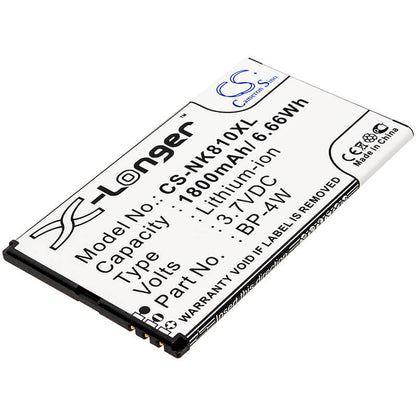 3.7V, 1800mAh, Li-ion Battery fits Nokia, Lumia 810, Lumia 822, 6.66Wh