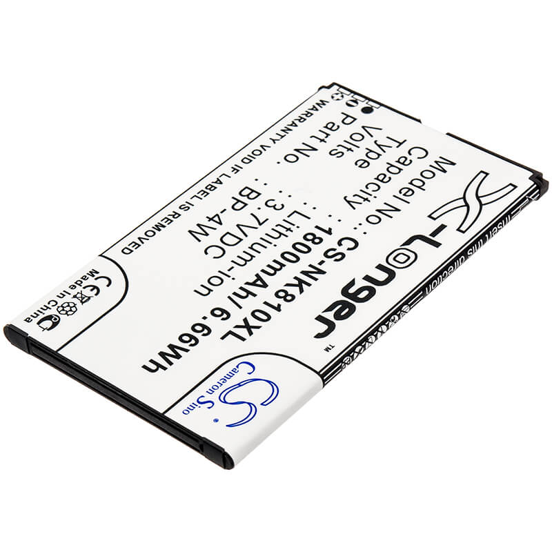 3.7V, 1800mAh, Li-ion Battery fits Nokia, Lumia 810, Lumia 822, 6.66Wh