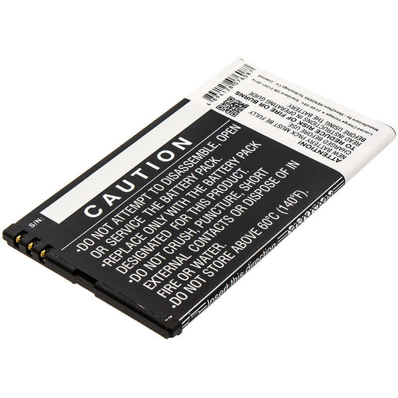 3.7V, 1800mAh, Li-ion Battery fits Nokia, Lumia 810, Lumia 822, 6.66Wh