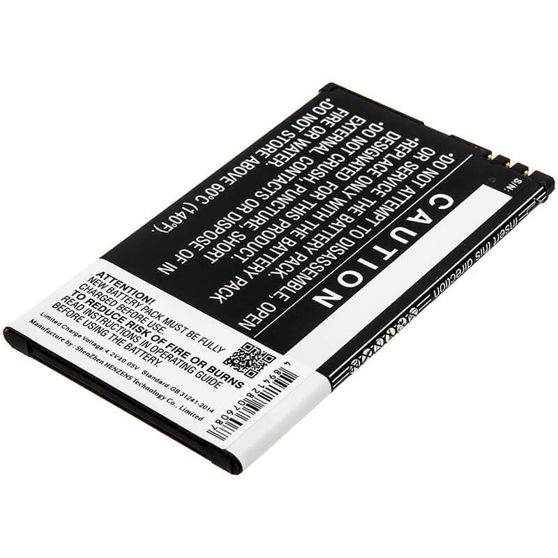 3.7V, 1800mAh, Li-ion Battery fits Nokia, Lumia 810, Lumia 822, 6.66Wh