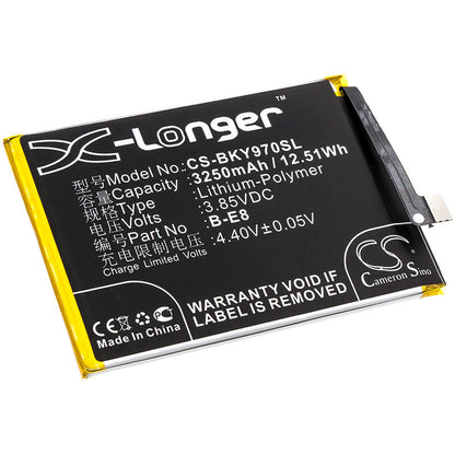 3.85V, 3250mAh, Li-Polymer Battery fits Bbk, V1813, V1813a, 12.5125Wh
