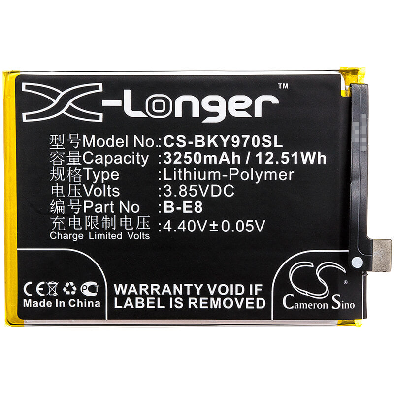 3.85V, 3250mAh, Li-Polymer Battery fits Bbk, V1813, V1813a, 12.5125Wh