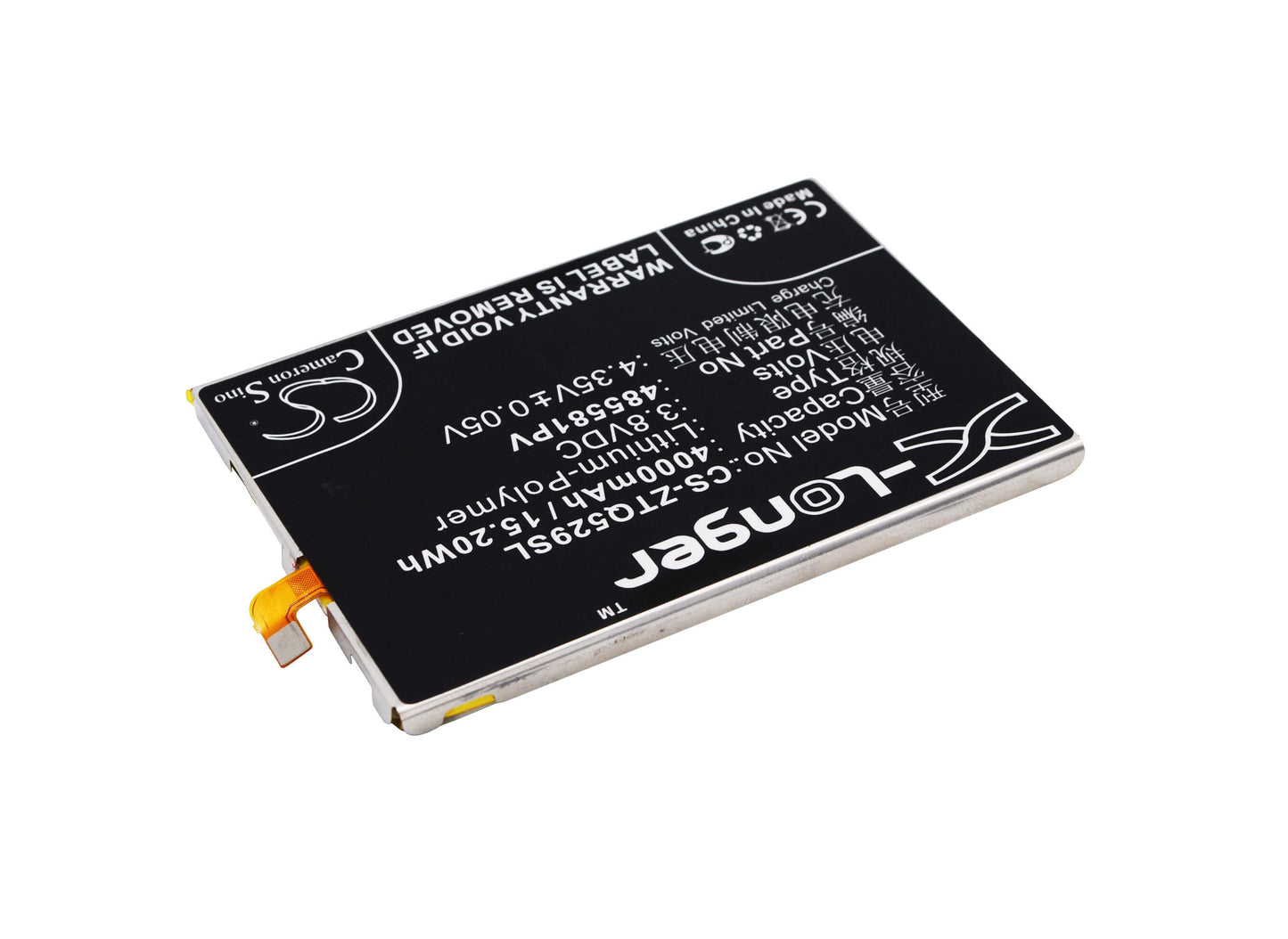 3.8V, 4000mAh, Li-Polymer Battery fits Zte, Q529, Q529c, 15.2Wh