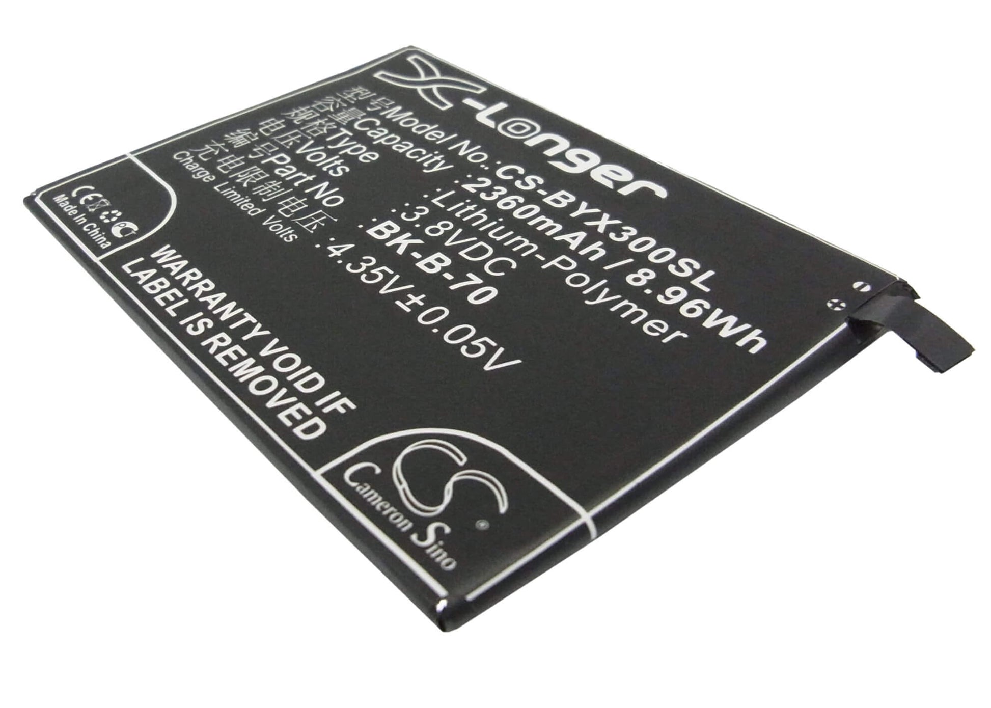 3.8V, 2360mAh, Li-Polymer Battery fits Bbk, Pd1227l, Xshot X3f, 8.968Wh