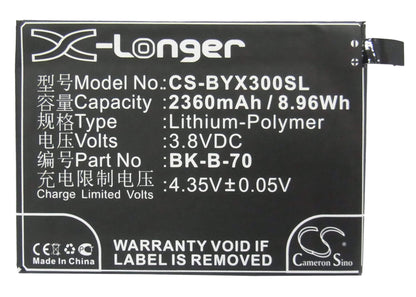 3.8V, 2360mAh, Li-Polymer Battery fits Bbk, Pd1227l, Xshot X3f, 8.968Wh