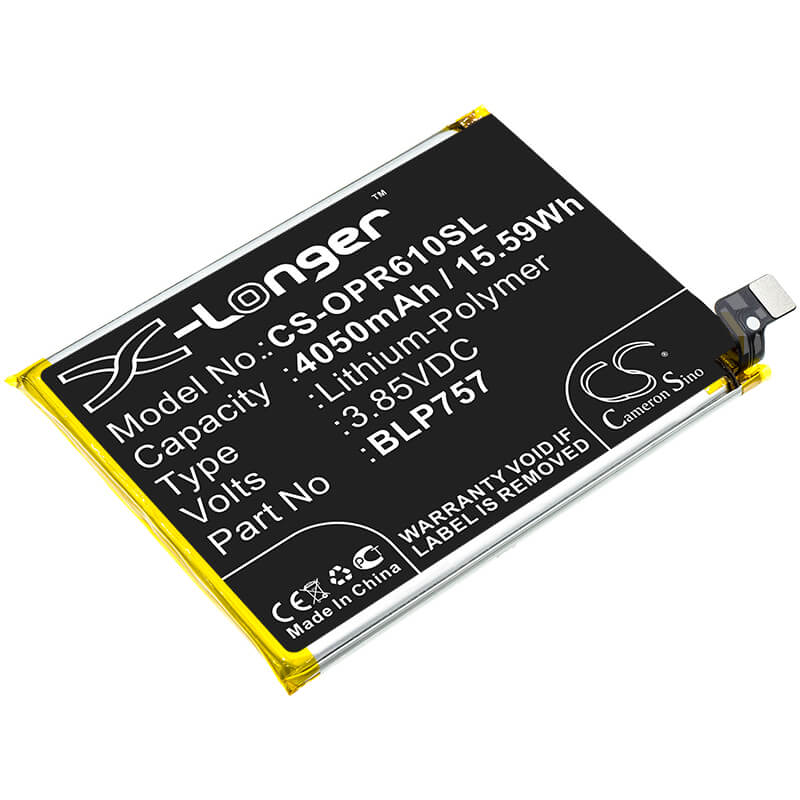 3.85V, 4050mAh, Li-Polymer Battery fits Oppo, R2002, Realme 6, 15.5925Wh