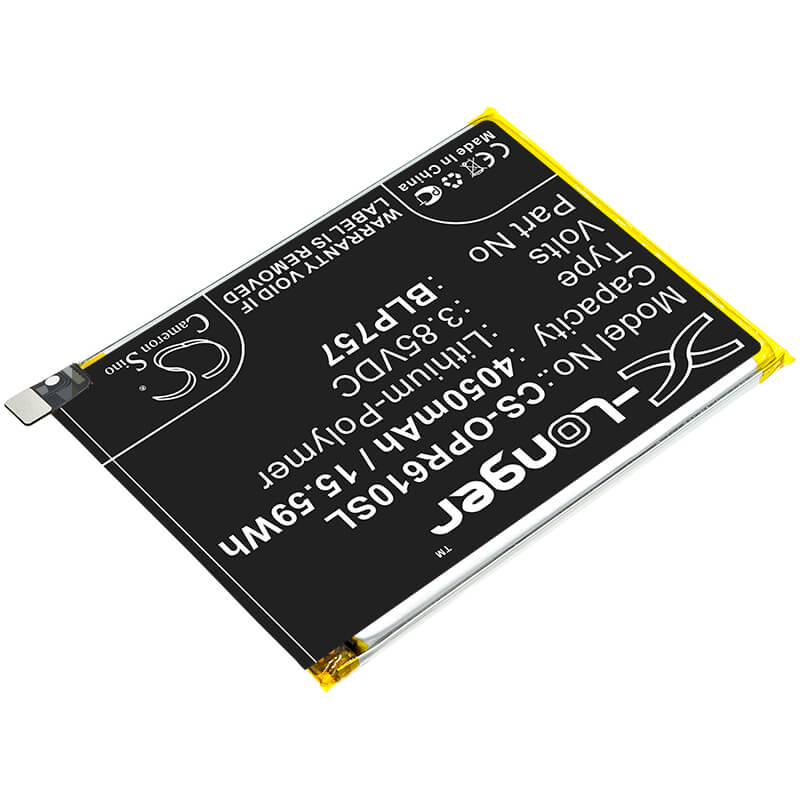 3.85V, 4050mAh, Li-Polymer Battery fits Oppo, R2002, Realme 6, 15.5925Wh