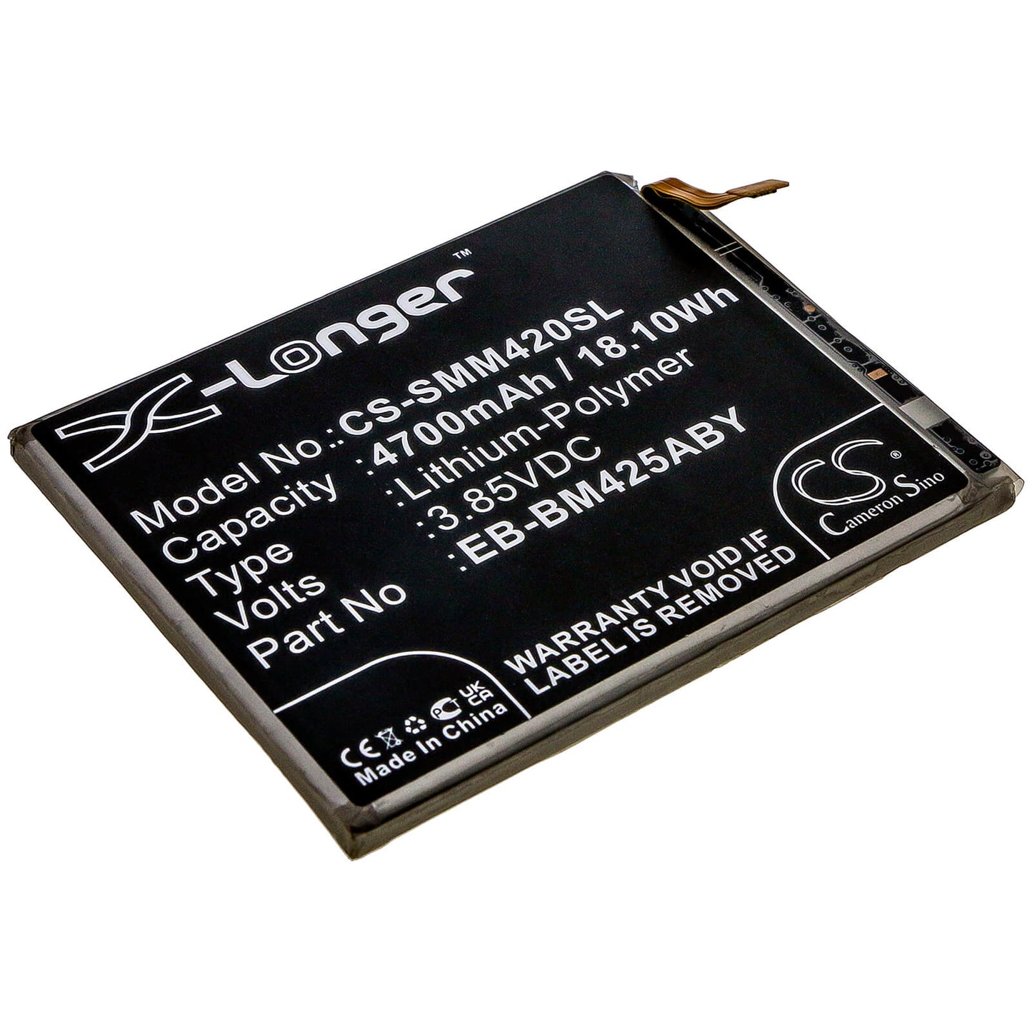 3.85V, 4700mAh, Li-Polymer Battery fits Samsung, Galaxy M42, 18.095Wh