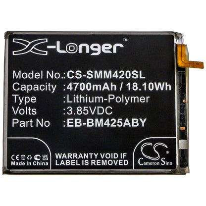3.85V, 4700mAh, Li-Polymer Battery fits Samsung, Galaxy M42, 18.095Wh