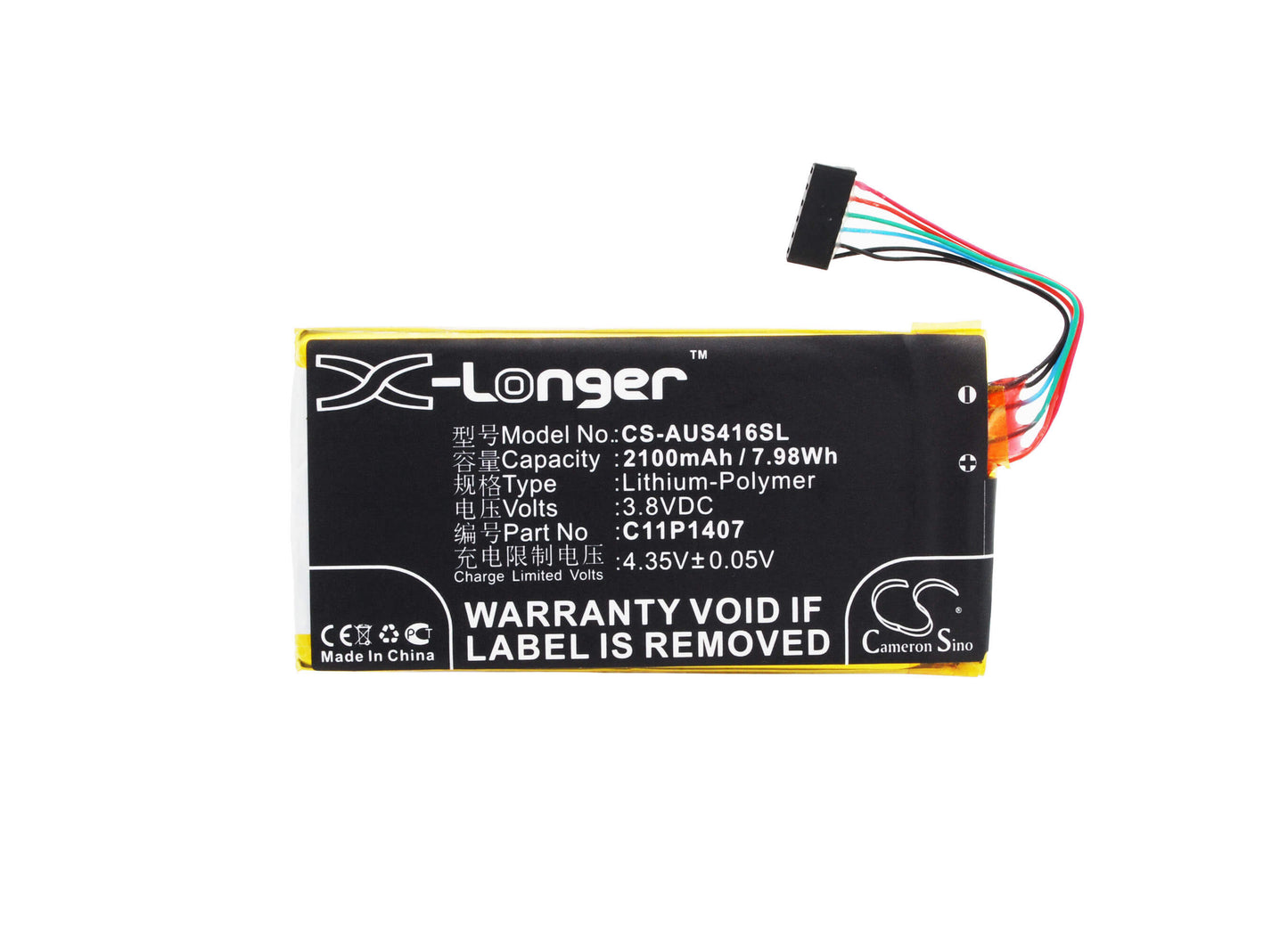 3.8V, 2100mAh, Li-Polymer Battery fits Asus, C11phjm, Padfone X Mini Station, 7.98Wh