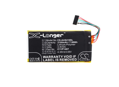 3.8V, 2100mAh, Li-Polymer Battery fits Asus, C11phjm, Padfone X Mini Station, 7.98Wh