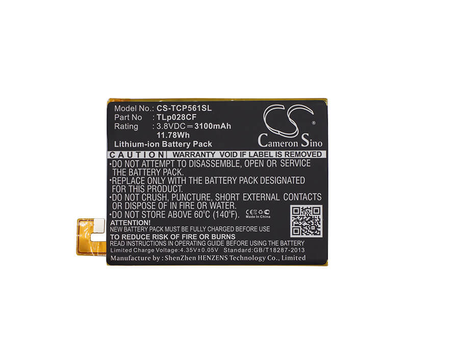 3.8V, 3100mAh, Li-Polymer Battery fits Tcl, P561u, 11.78Wh