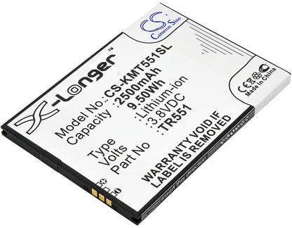 3.8V, 2500mAh, Li-Polymer Battery fits Kazam, Trooper 551, 9.5Wh