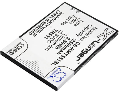 3.8V, 2500mAh, Li-Polymer Battery fits Kazam, Trooper 551, 9.5Wh