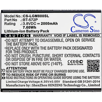 3.8V, 2000mAh, Li-ion Battery fits Leagoo, M5 Max, M8, 7.6Wh