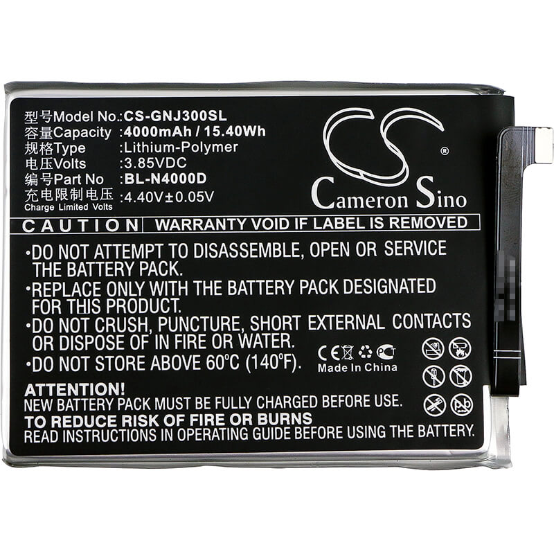 3.85V, 4000mAh, Li-Polymer Battery fits Gionee, Gn5006, Gn5006l, 15.4Wh