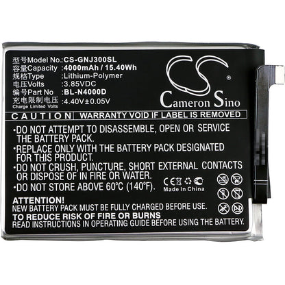 3.85V, 4000mAh, Li-Polymer Battery fits Gionee, Gn5006, Gn5006l, 15.4Wh