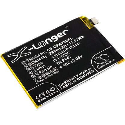 3.85V, 2900mAh, Li-Polymer Battery fits Oppo, A79, A79k, 11.165Wh