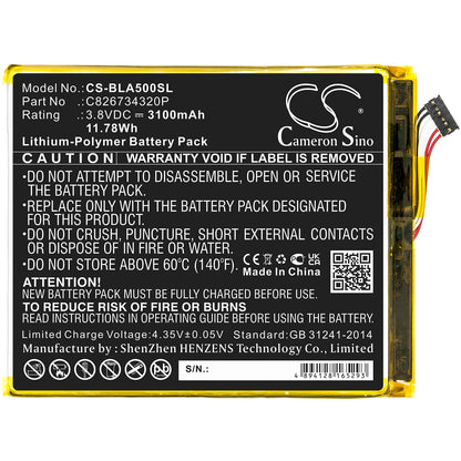 3.8V, 3100mAh, Li-Polymer Battery fits Blu, A0031ww, Advance A5 Plus Lte, 11.78Wh