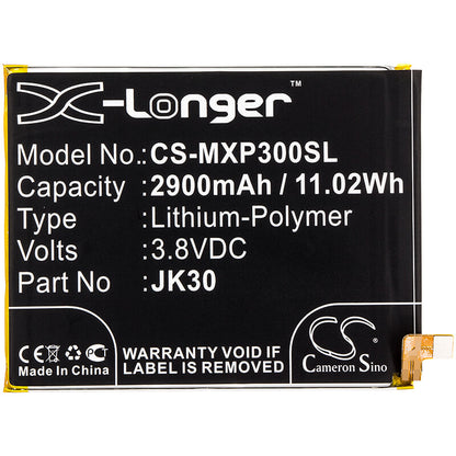 3.8V, 2900mAh, Li-Polymer Battery fits Motorola, Moto P30, 11.02Wh