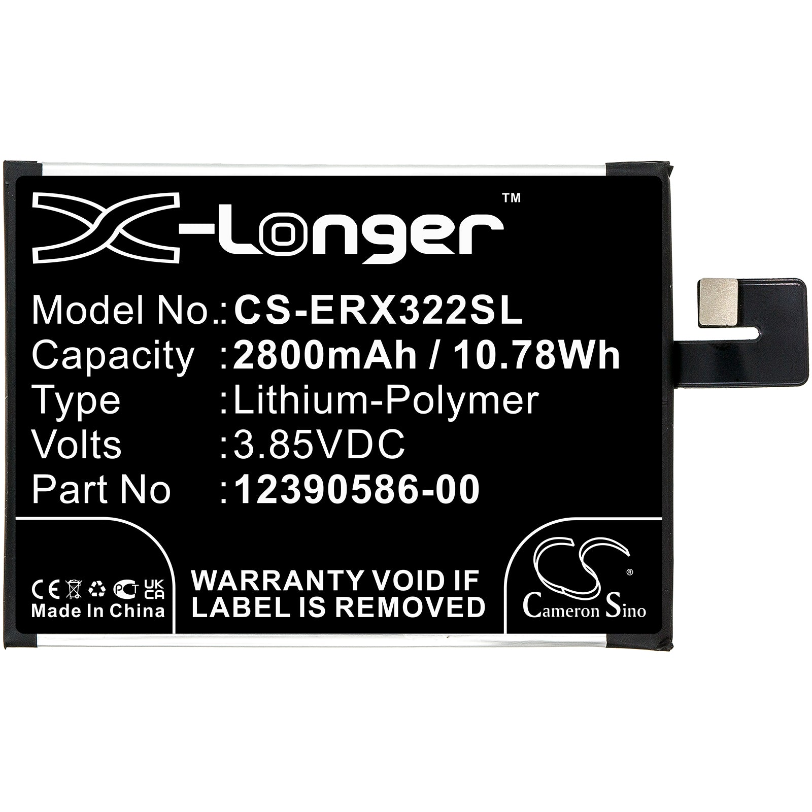 3.85V, 2800mAh, Li-Polymer Battery fits Sony, I3223, I4213, 10.78Wh