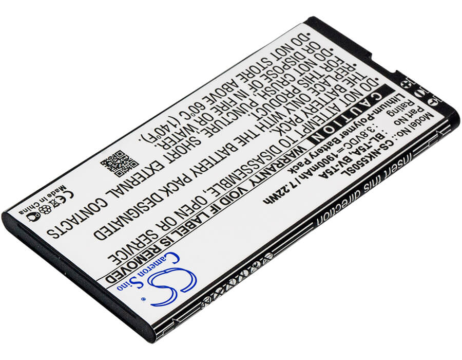 3.8V, 1900mAh, Li-Polymer Battery fits Nokia, Lumia 550, Lumia 730, 7.22Wh