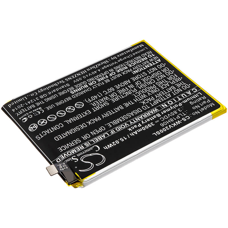 3.85V, 3900mAh, Li-Polymer Battery fits Wiko, M2354, View2 Go, 15.015Wh