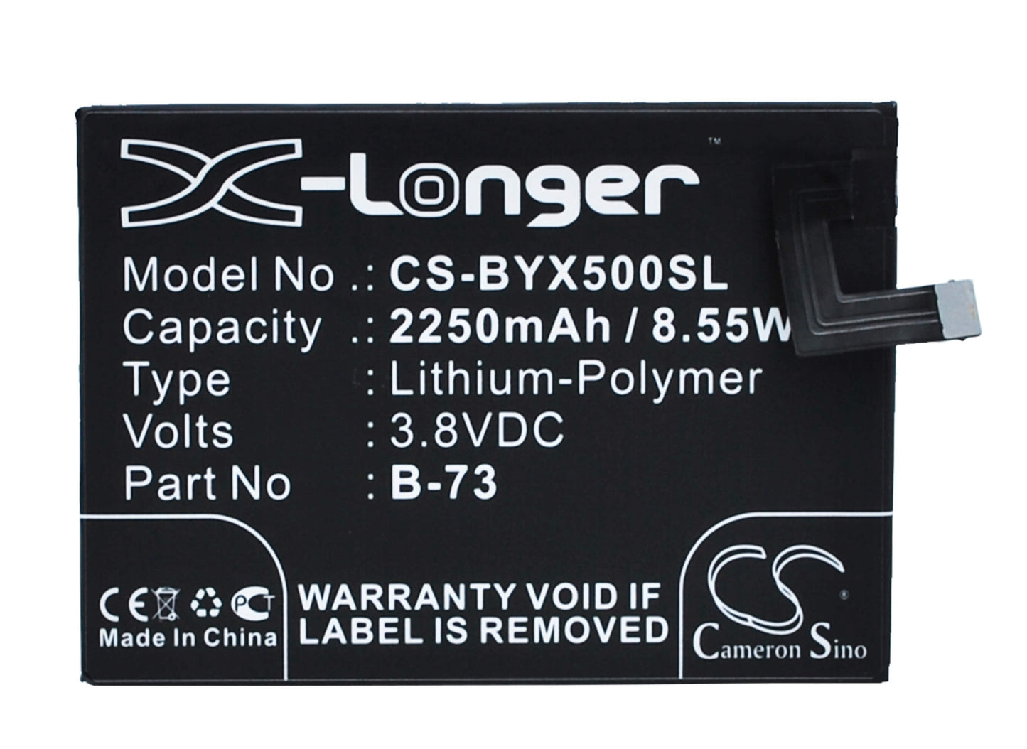 3.8V, 2250mAh, Li-Polymer Battery fits Bbk, Vivo X5, Vivo X5 4g, 8.55Wh