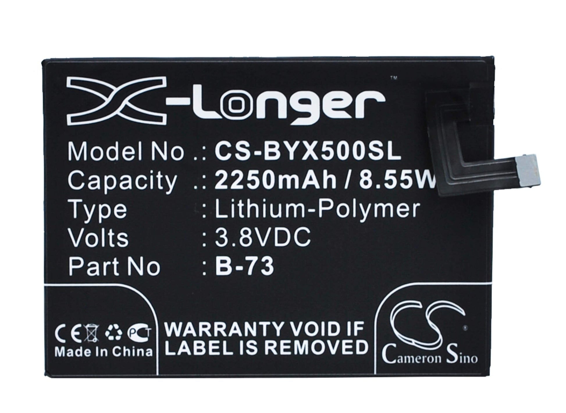 3.8V, 2250mAh, Li-Polymer Battery fits Bbk, Vivo X5, Vivo X5 4g, 8.55Wh