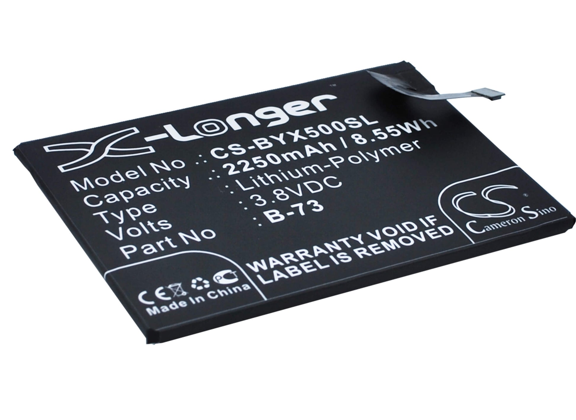 3.8V, 2250mAh, Li-Polymer Battery fits Bbk, Vivo X5, Vivo X5 4g, 8.55Wh