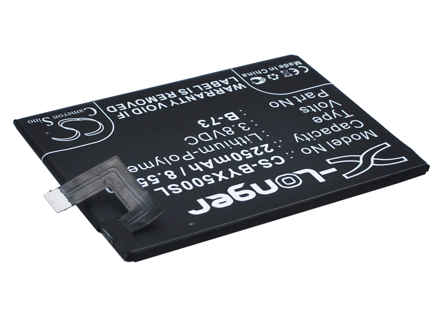3.8V, 2250mAh, Li-Polymer Battery fits Bbk, Vivo X5, Vivo X5 4g, 8.55Wh
