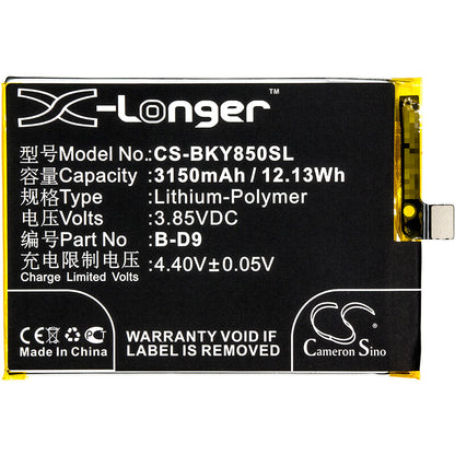 3.85V, 3150mAh, Li-Polymer Battery fits Vivo, Y85, Y85 Dual Sim, 12.1275Wh