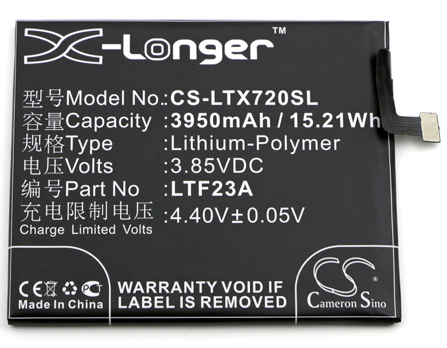 3.85V, 3950mAh, Li-Polymer Battery fits Letv, Le Pro 3, X720, 15.2075Wh