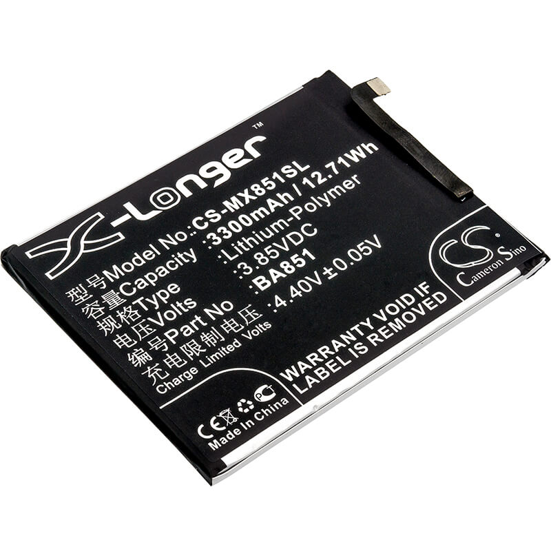 3.85V, 3300mAh, Li-Polymer Battery fits Meizu, E3, E3 Dual Sim, 12.705Wh