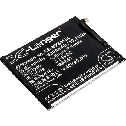 3.85V, 3300mAh, Li-Polymer Battery fits Meizu, E3, E3 Dual Sim, 12.705Wh