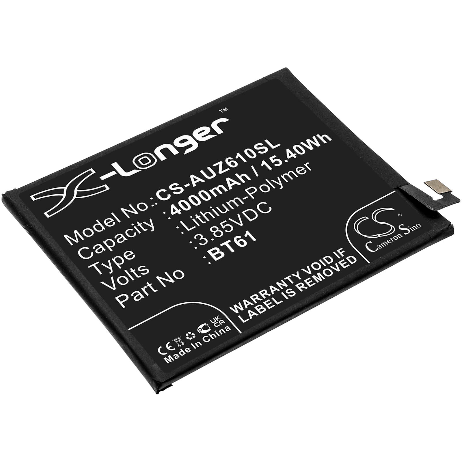 3.85V, 4000mAh, Li-Polymer Battery fits Acer, Liquid Z6 Plus, 15.4Wh
