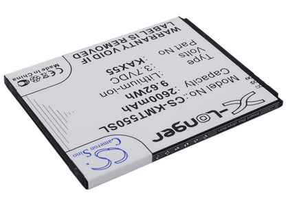 3.7V, 2600mAh, Li-ion Battery fits Kazam, Trooper X5.5, 9.62Wh