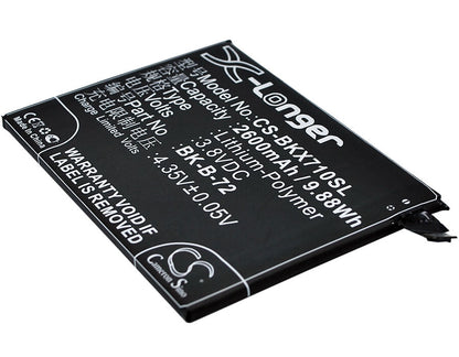 3.8V, 2600mAh, Li-Polymer Battery fits Bbk, Vivo X710l, 9.88Wh